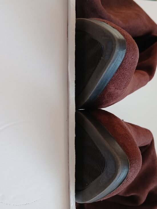 Brown Suede Wide Calf Flat Over the Knee Boot Side Zip TieTop NWOB Sz8.5 WW - Picture 13 of 15